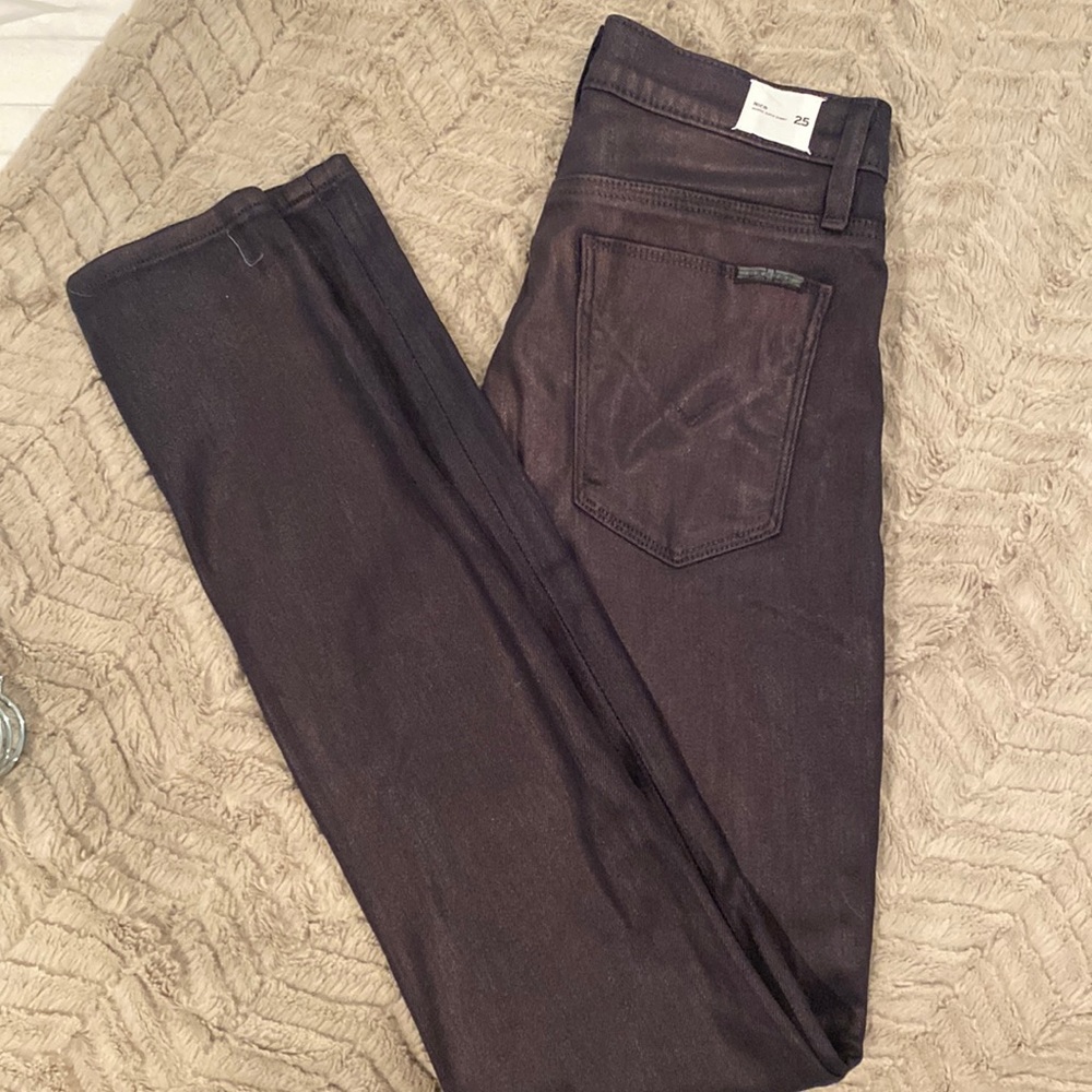 ⭐️Leather Coated Huston Jeans